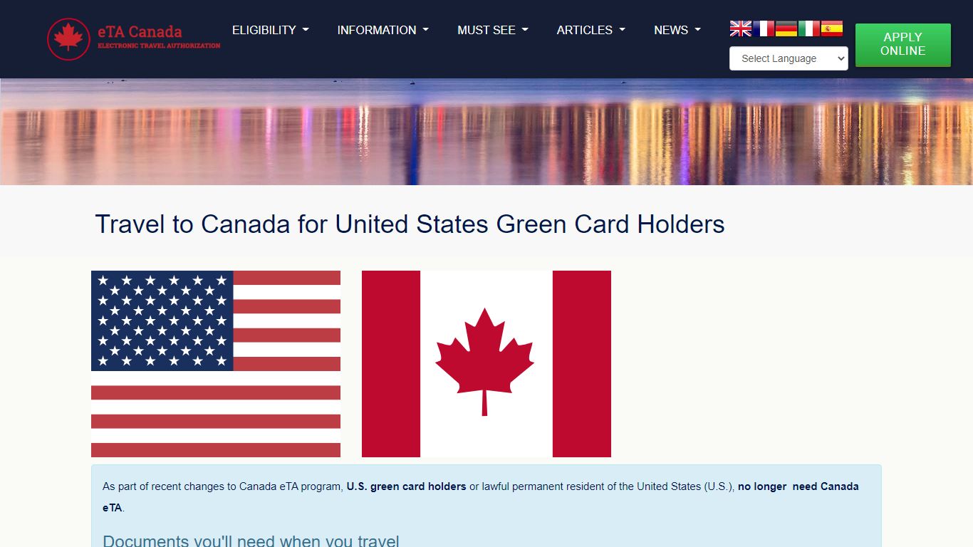 Travel to Canada for US Green Card Holders - Official Canada Visa Online